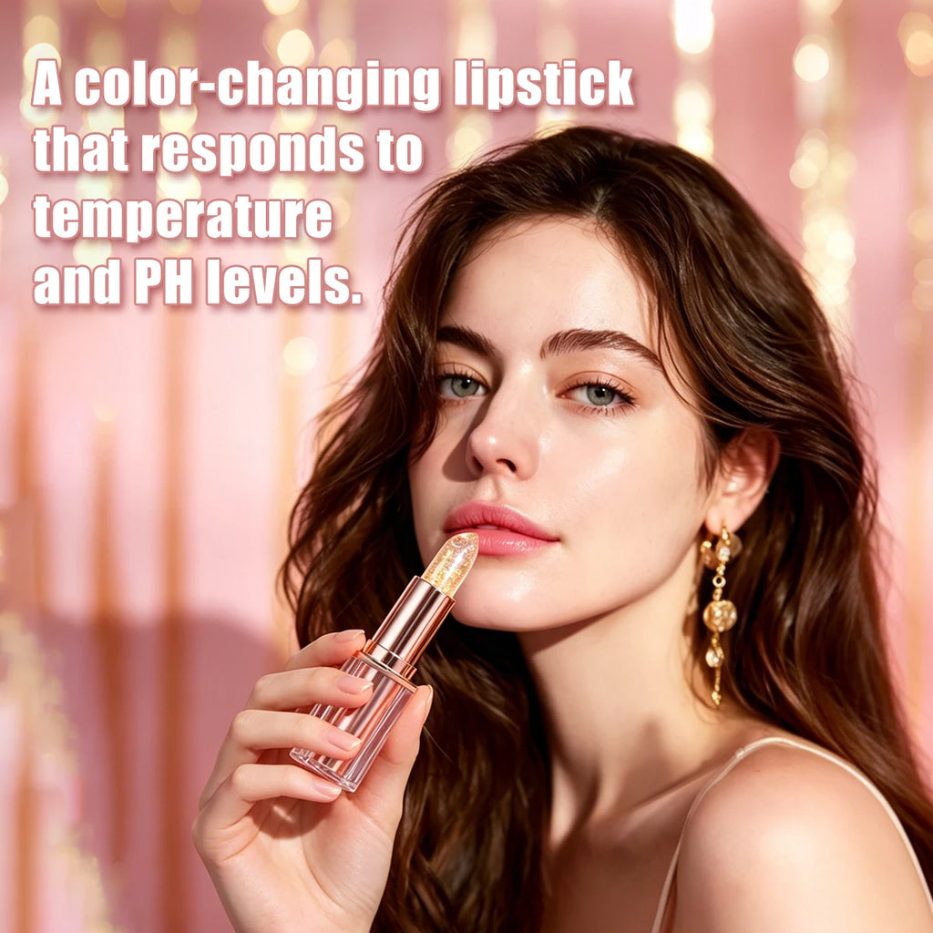 Crystal Petal Temperature pH Color Changing Lip Balm Non‑transfer 24H Moisturizing Mirror Lip Gloss For Women