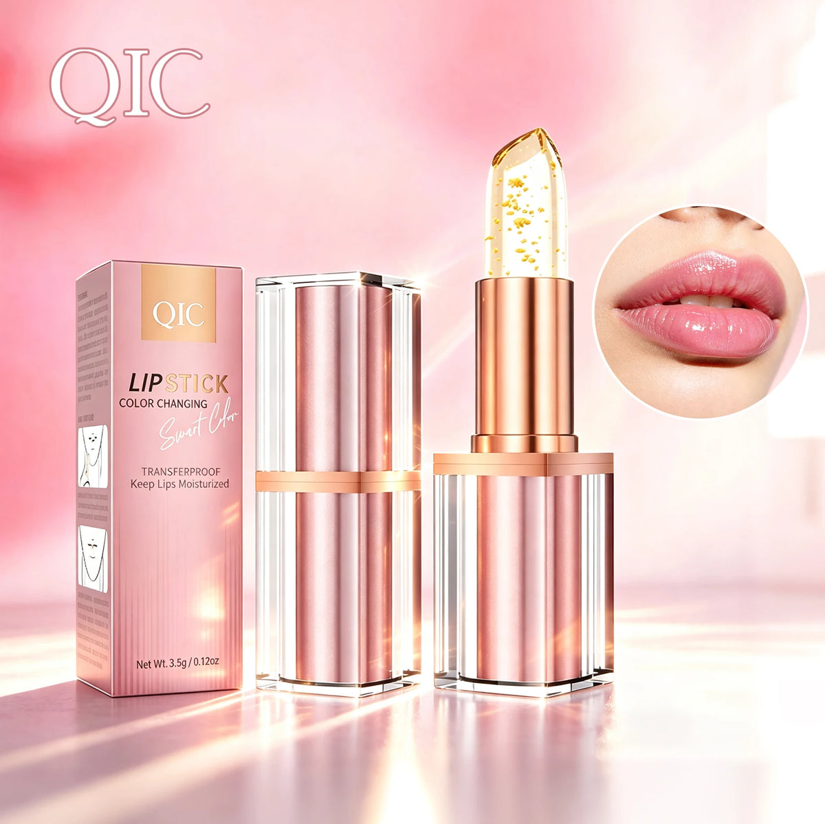 Crystal Petal Temperature pH Color Changing Lip Balm Non‑transfer 24H Moisturizing Mirror Lip Gloss For Women