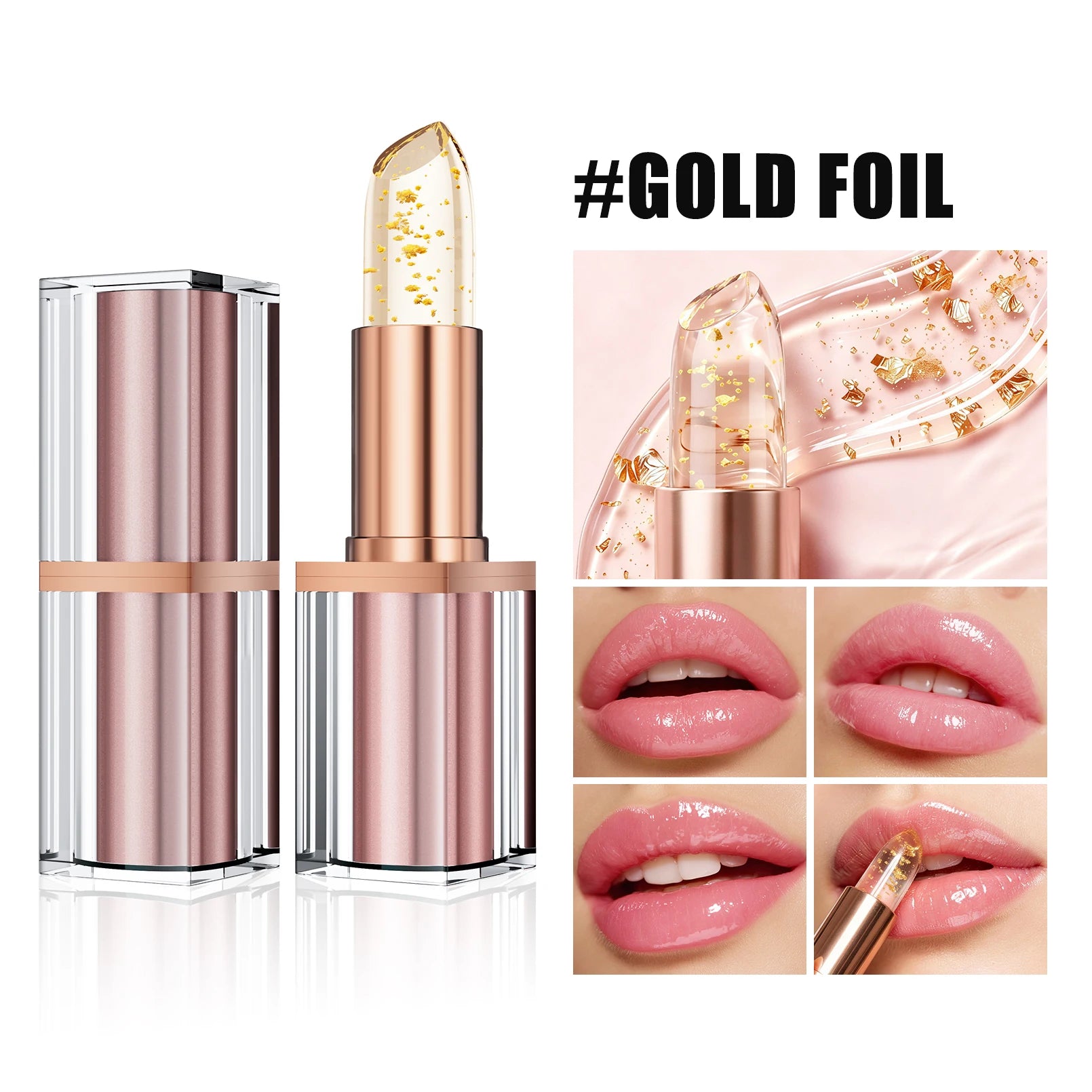 Crystal Petal Temperature pH Color Changing Lip Balm Non‑transfer 24H Moisturizing Mirror Lip Gloss For Women
