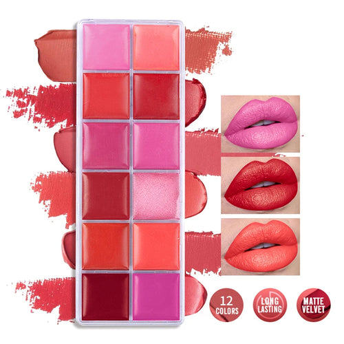 12-Color Lip Palette with FREE Brush