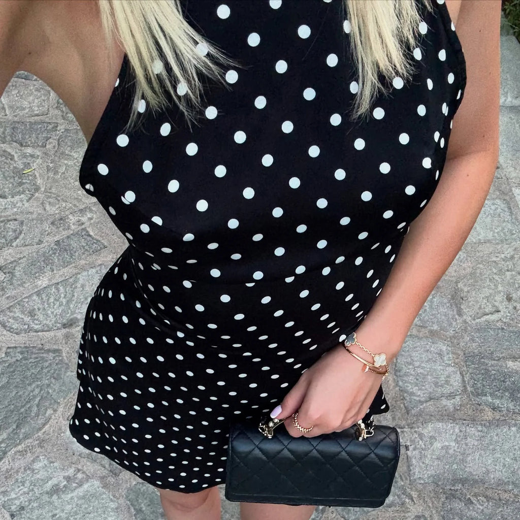 Polka Dot Halter Mini Dress